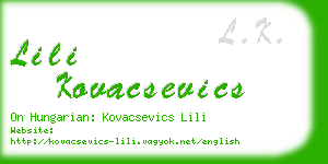 lili kovacsevics business card